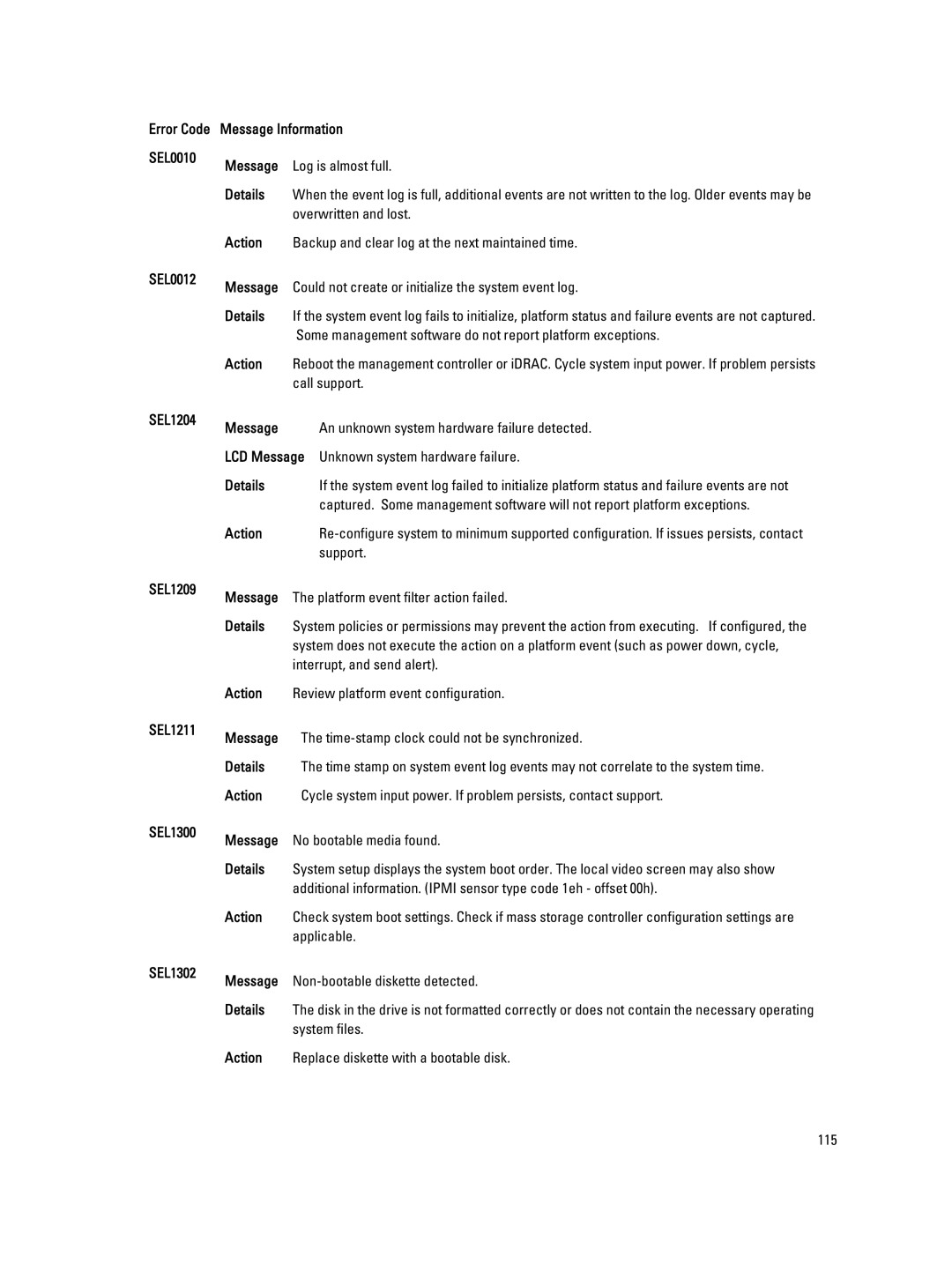 Dell M620 owner manual Overwritten and lost, Some management software do not report platform exceptions, Call support 