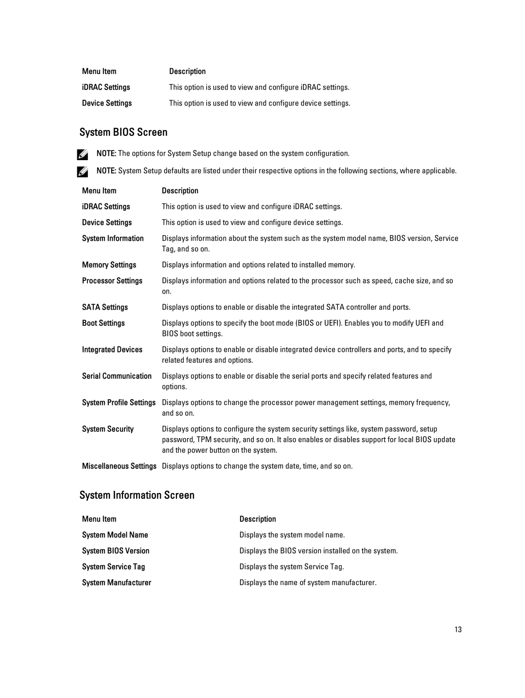 Dell M620 owner manual System Bios Screen, System Information Screen 