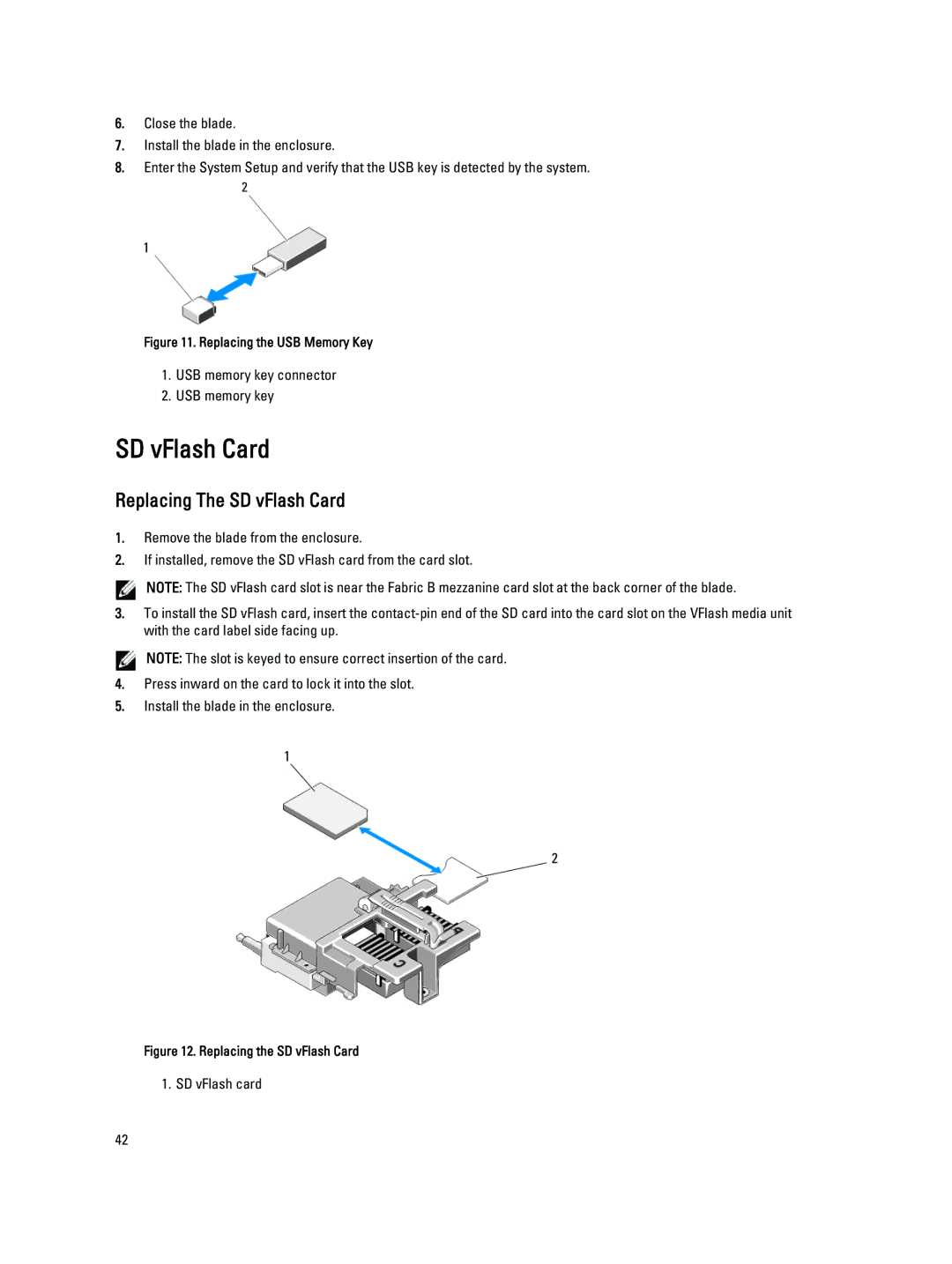 Dell M620 owner manual Replacing The SD vFlash Card 