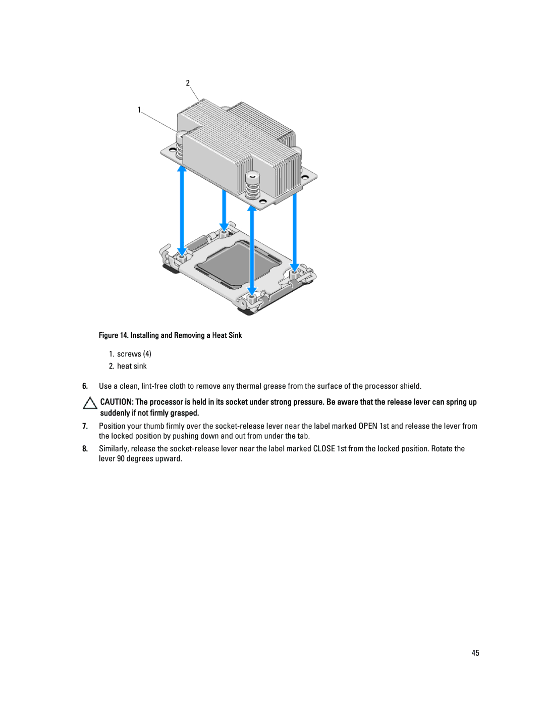 Dell M620 owner manual Installing and Removing a Heat Sink 