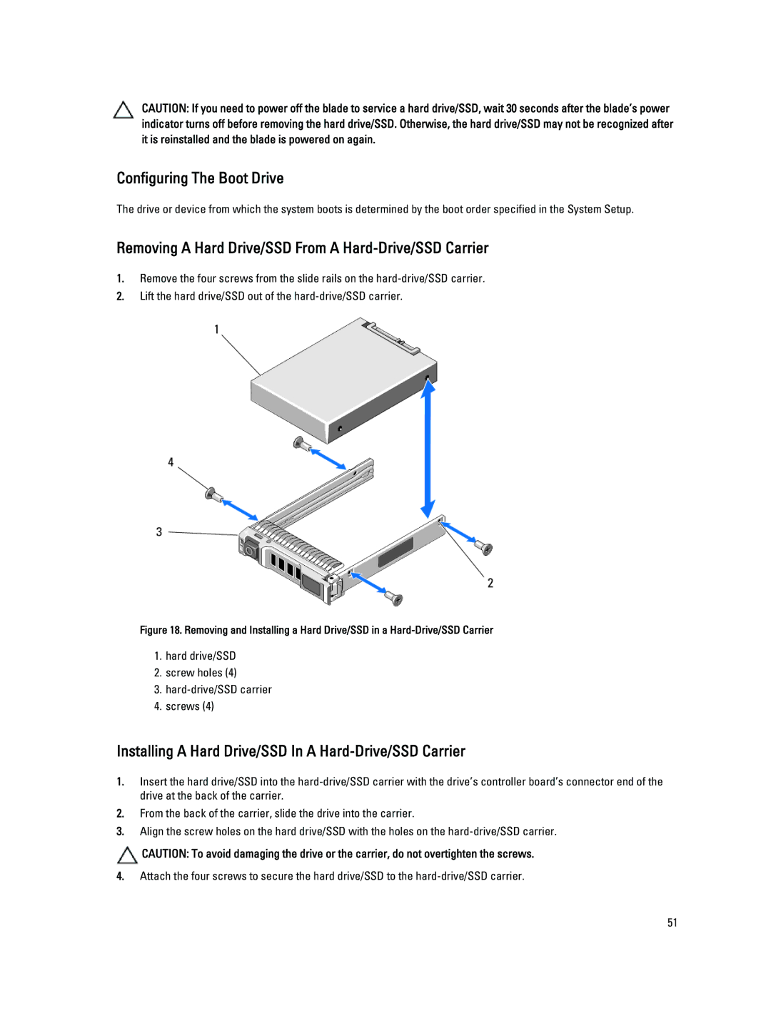 Dell M620 owner manual Configuring The Boot Drive, Removing a Hard Drive/SSD From a Hard-Drive/SSD Carrier 