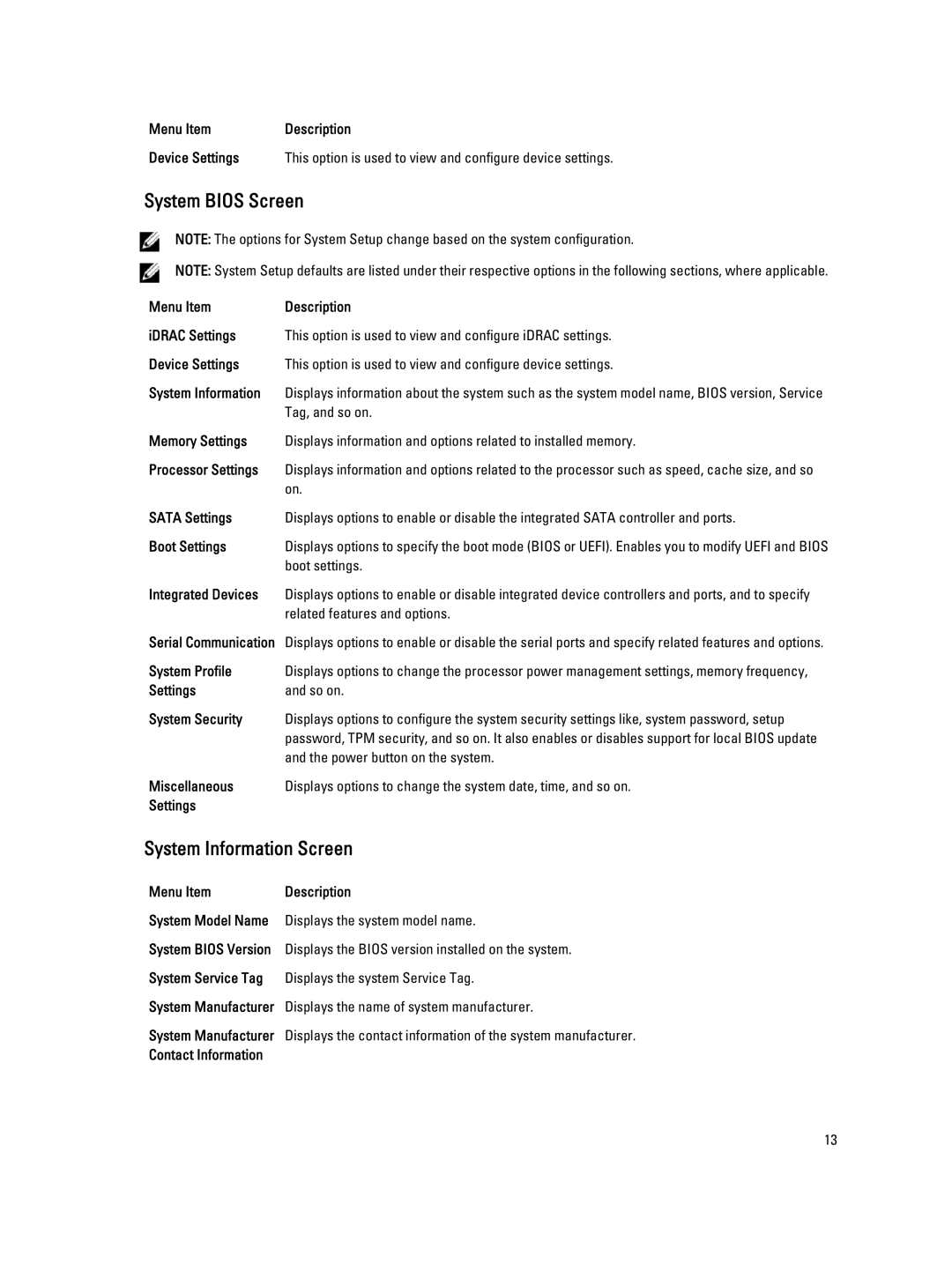 Dell M620 owner manual System Bios Screen, System Information Screen 