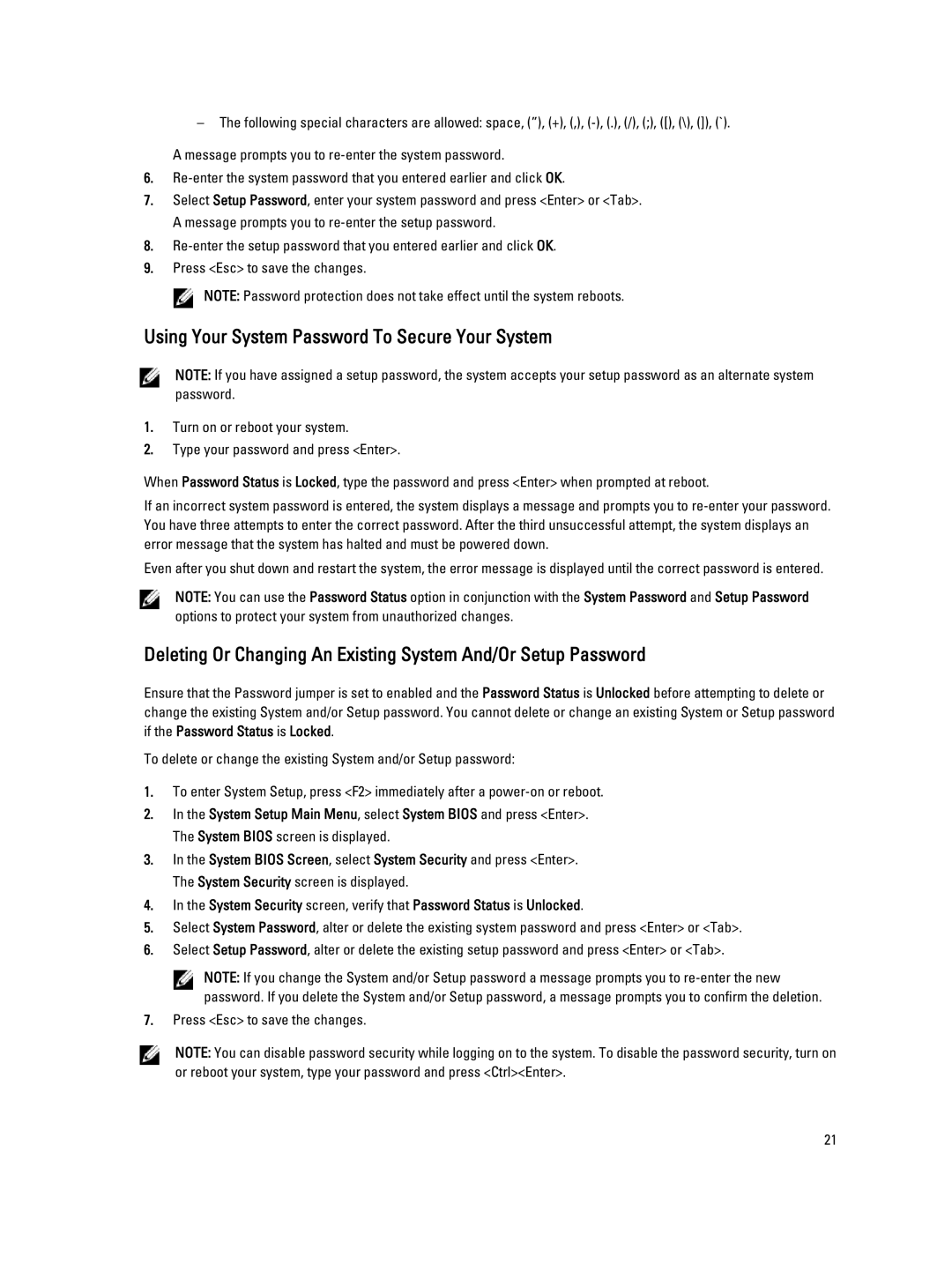 Dell M620 owner manual Using Your System Password To Secure Your System 