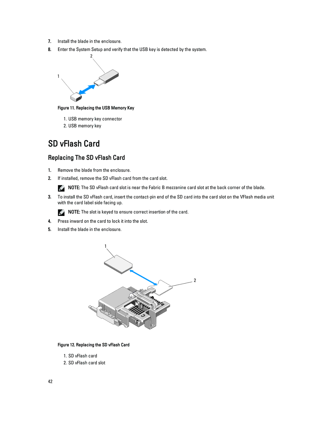 Dell M620 owner manual Replacing The SD vFlash Card 