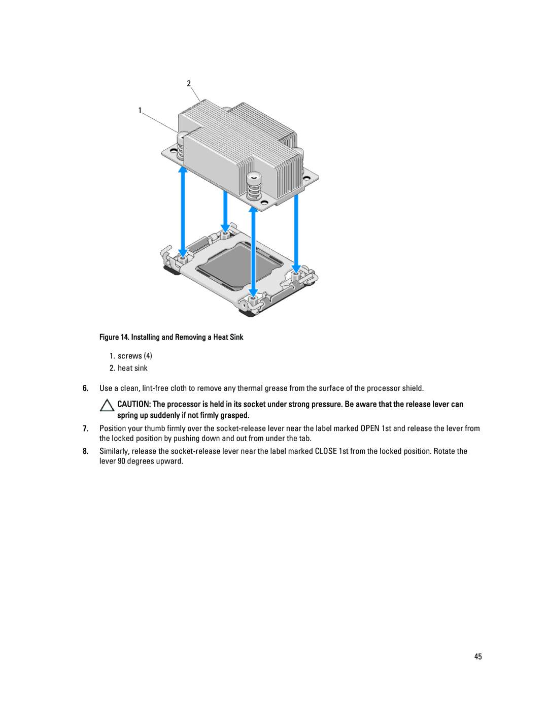 Dell M620 owner manual Installing and Removing a Heat Sink 