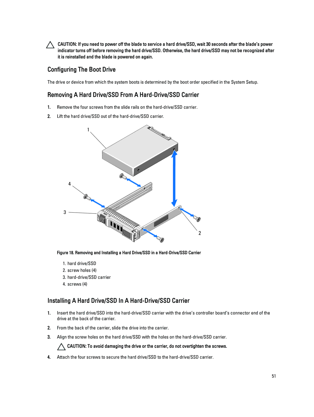 Dell M620 owner manual Configuring The Boot Drive, Removing a Hard Drive/SSD From a Hard-Drive/SSD Carrier 