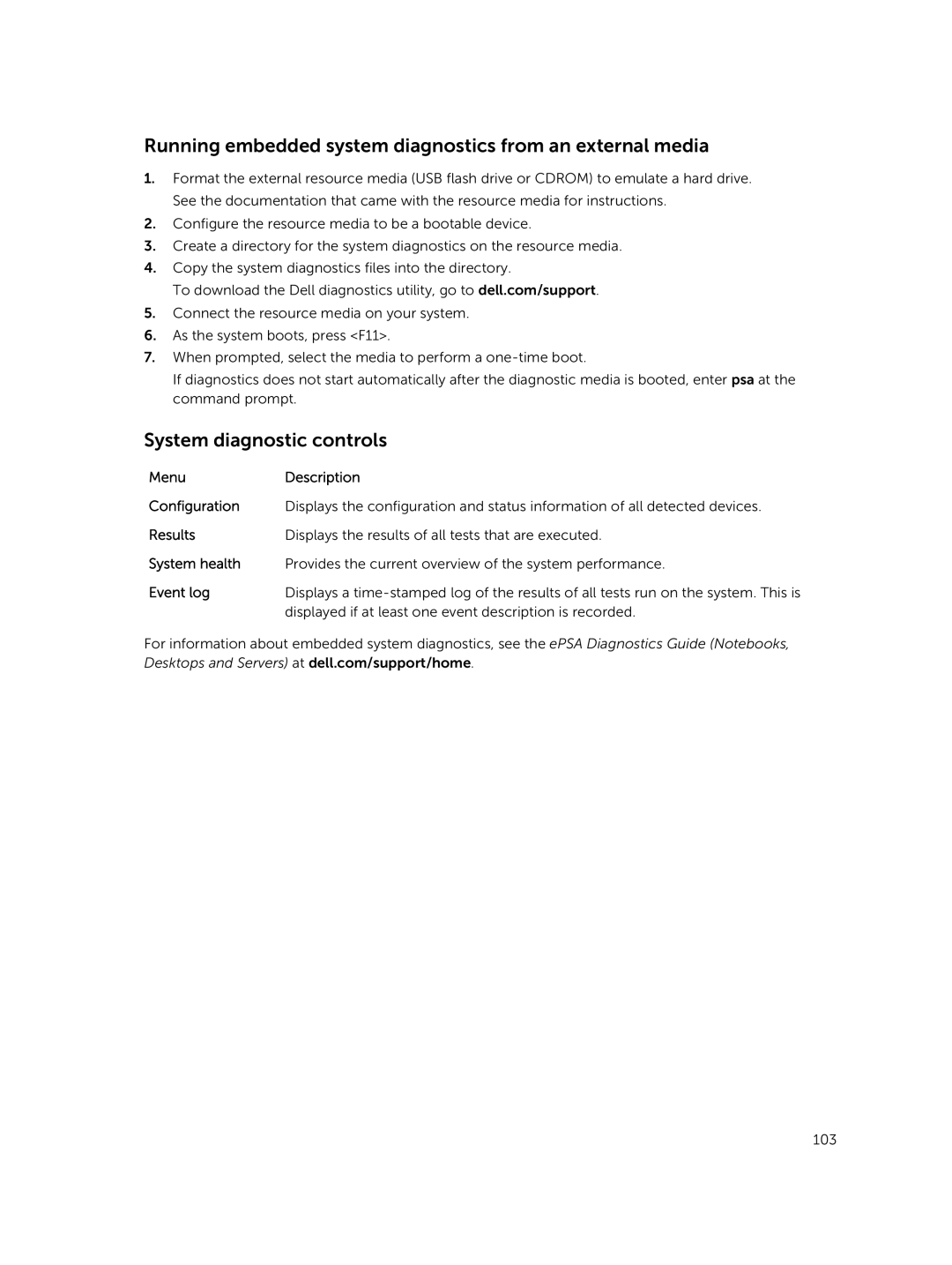 Dell M630 owner manual Running embedded system diagnostics from an external media, System diagnostic controls 