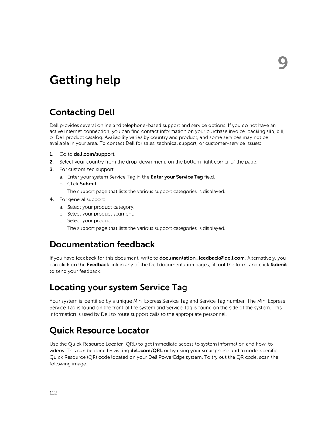 Dell M630 owner manual Contacting Dell, Documentation feedback, Locating your system Service Tag 