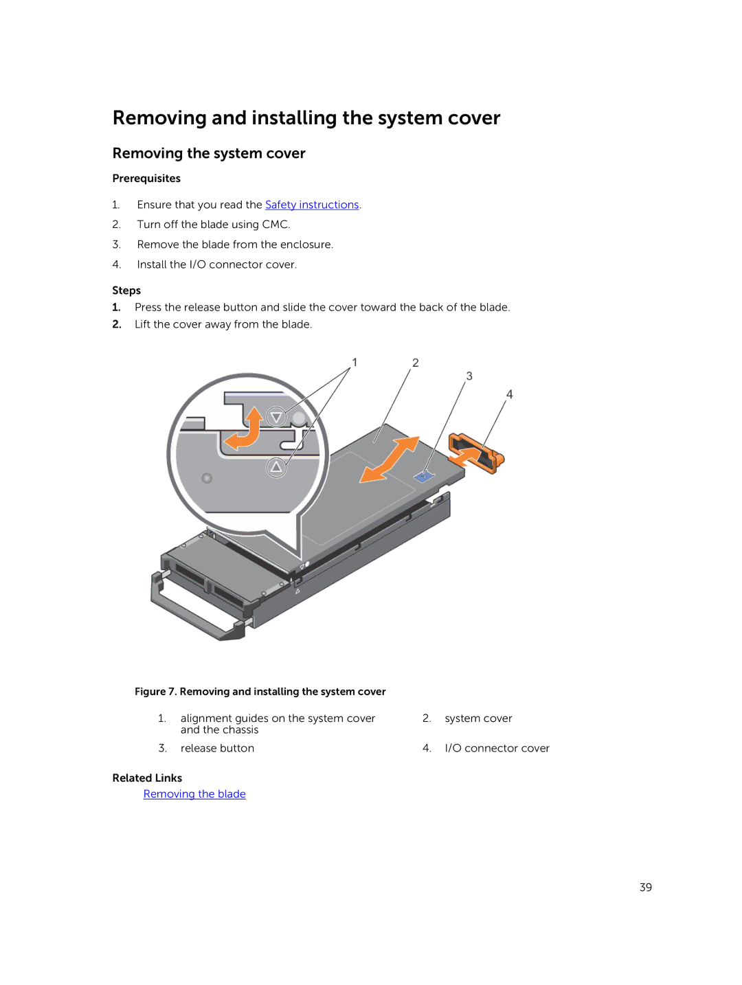 Dell M630 owner manual Removing and installing the system cover, Removing the system cover 