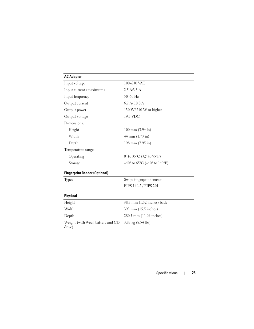 Dell M6400 specifications Width 