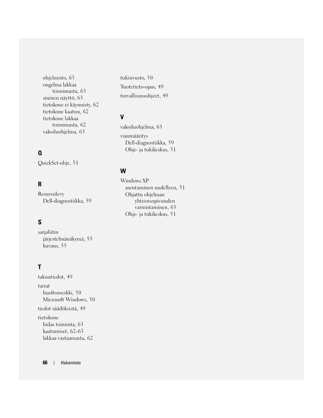 Dell M65, PD518 manual Hakemisto 