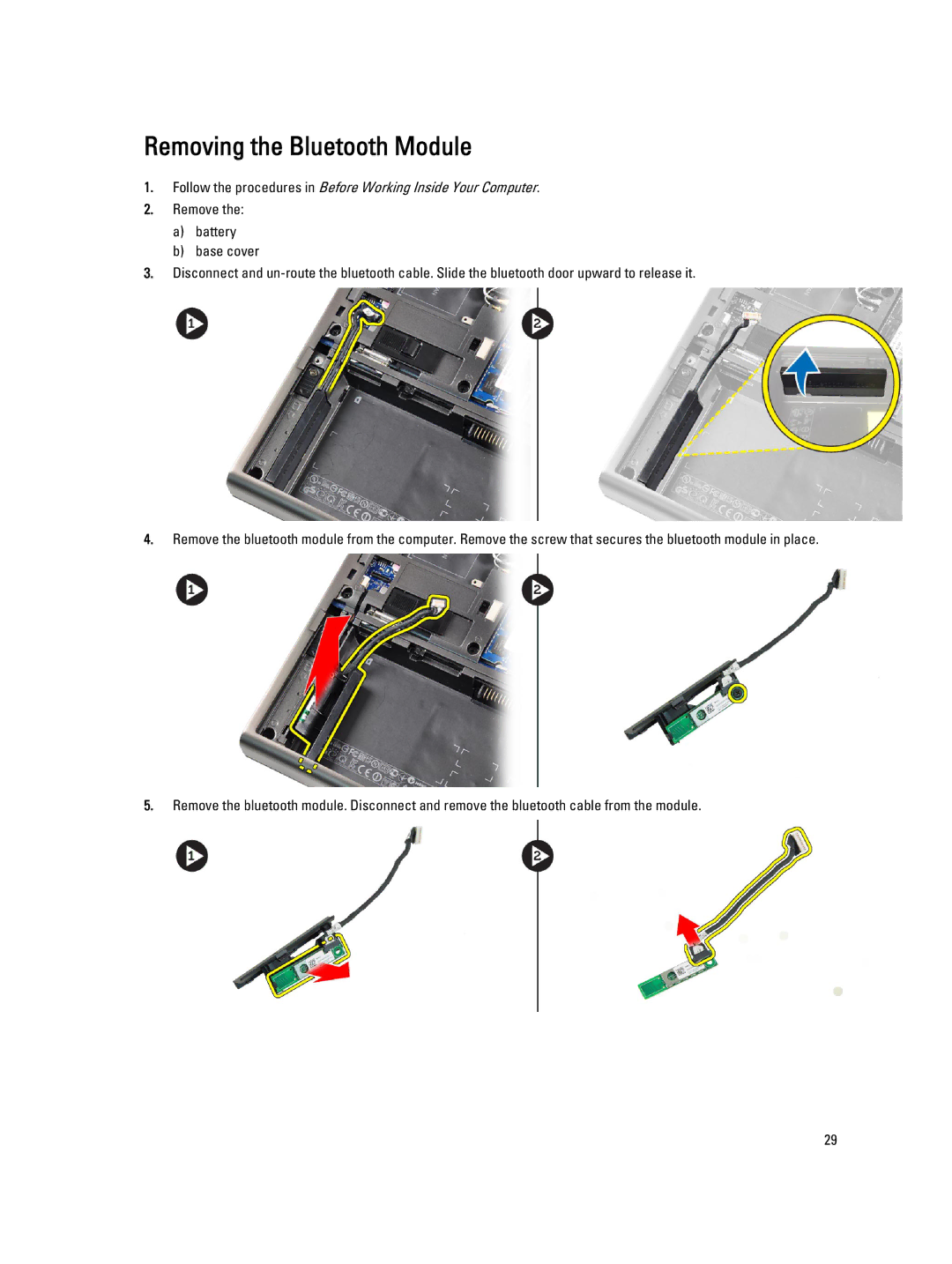 Dell M6700 owner manual Removing the Bluetooth Module 