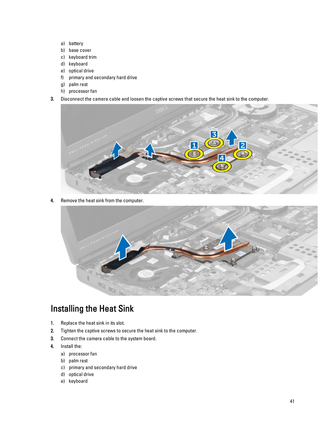 Dell M6700 owner manual Installing the Heat Sink 