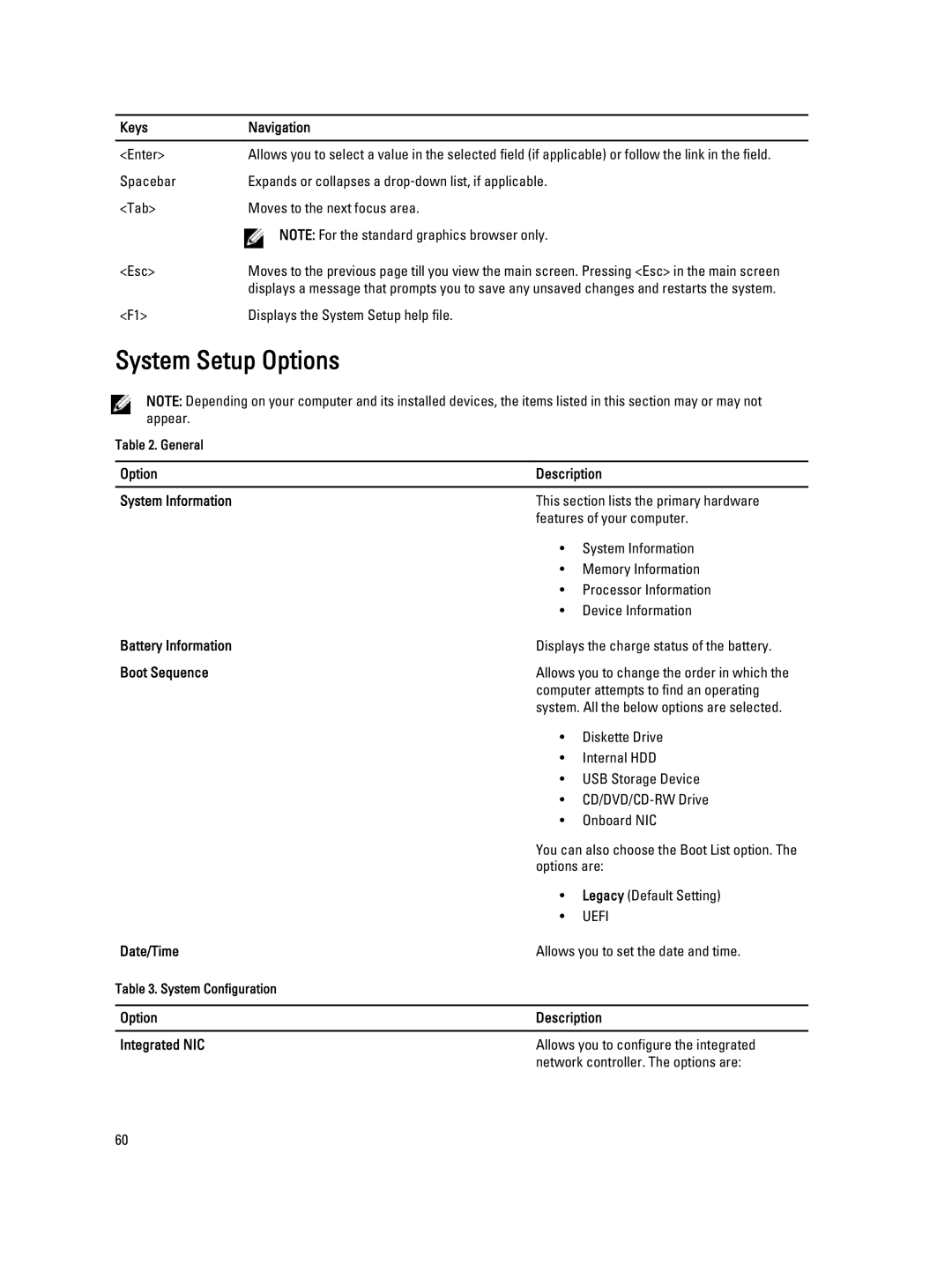 Dell M6700 owner manual System Setup Options 