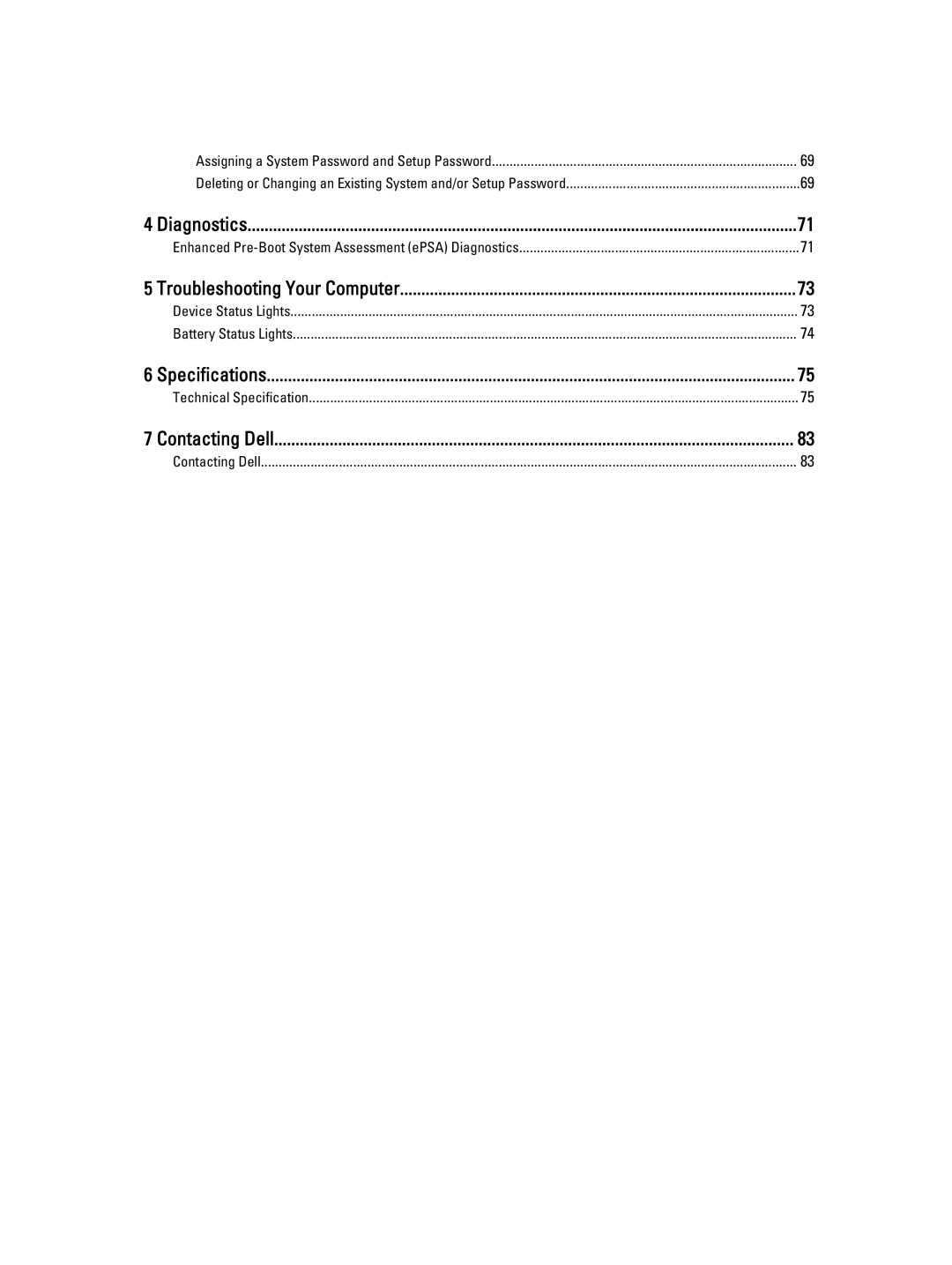 Dell M6800 owner manual Diagnostics, Troubleshooting Your Computer, Specifications, Contacting Dell 