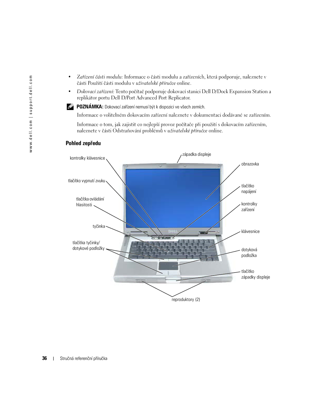 Dell M70 Mobile manual Pohled zepředu 