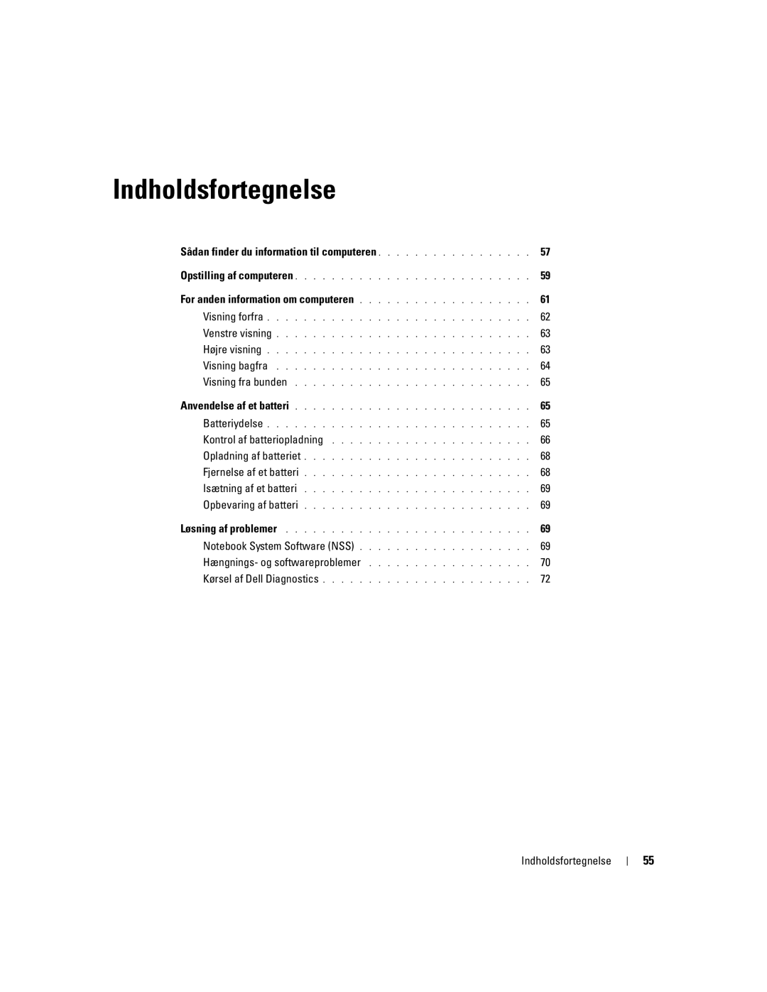 Dell M70 Mobile manual Sådan finder du information til computeren, Indholdsfortegnelse 