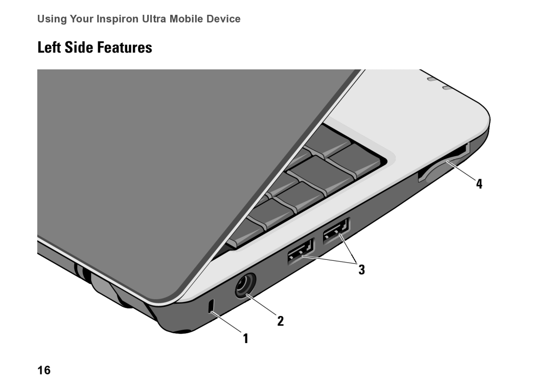 Dell M770H, PP39S setup guide Left Side Features 