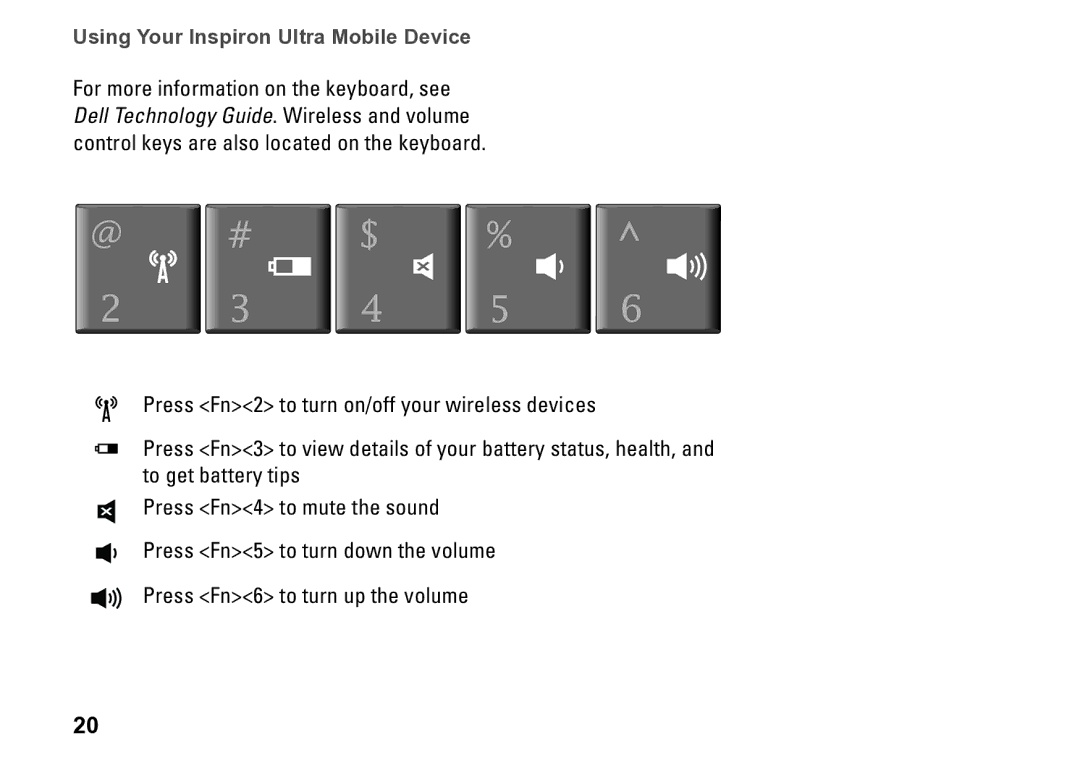 Dell M770H, PP39S setup guide Press Fn6 to turn up the volume 