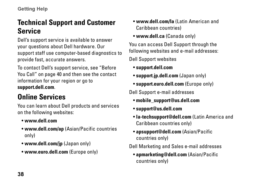 Dell M770H, PP39S setup guide Online Services 