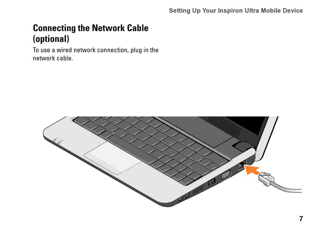 Dell PP39S, M770H setup guide Connecting the Network Cable optional 