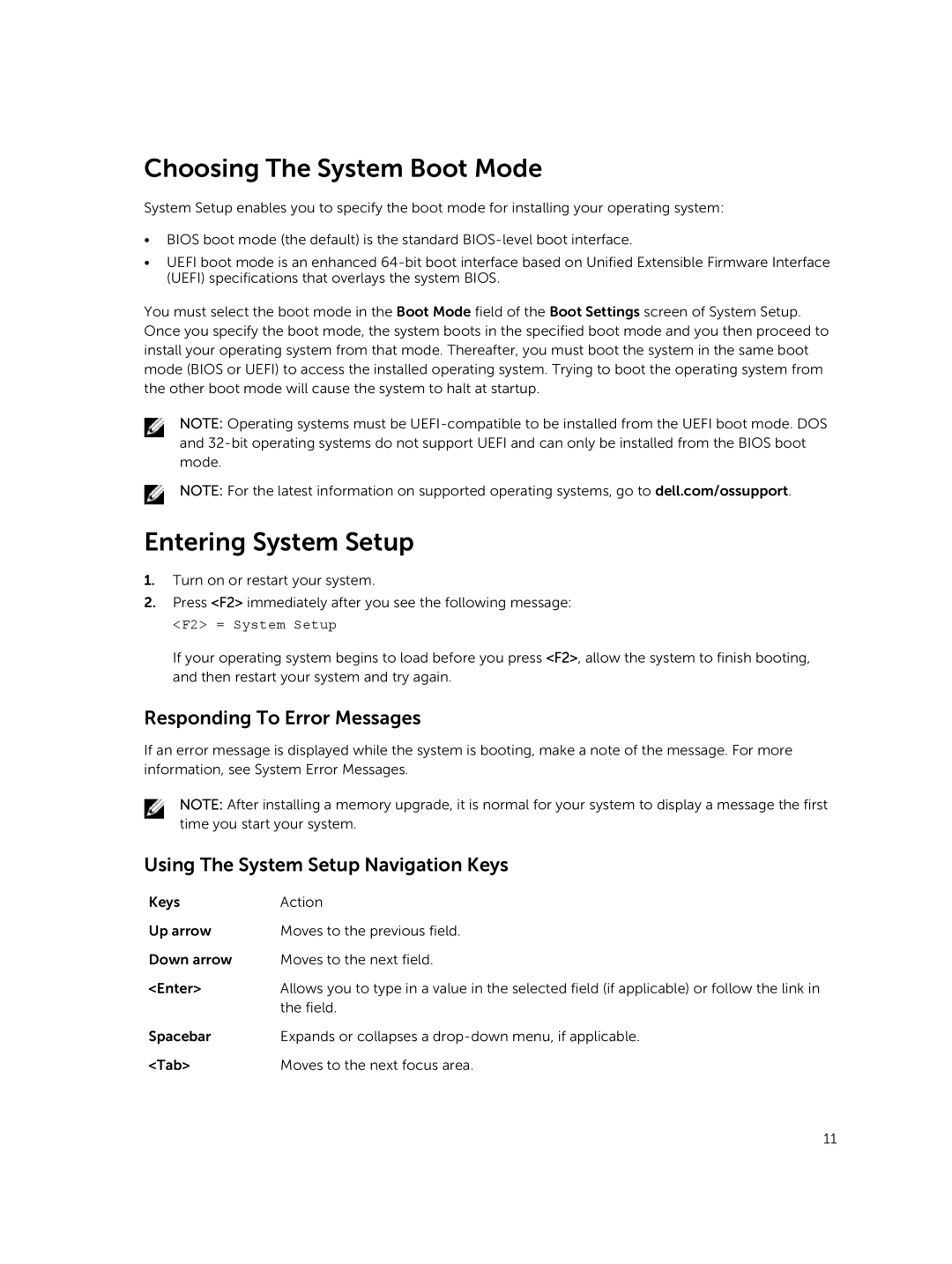 Dell M820 owner manual Choosing The System Boot Mode, Entering System Setup, Responding To Error Messages 