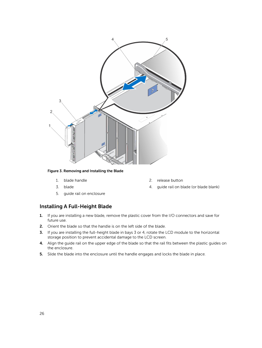 Dell M820 owner manual Installing a Full-Height Blade, Removing and Installing the Blade 