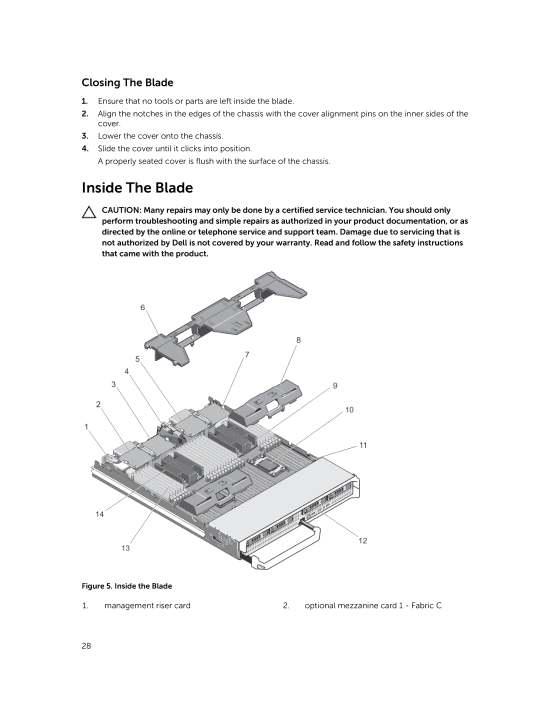 Dell M820 owner manual Inside The Blade, Closing The Blade 