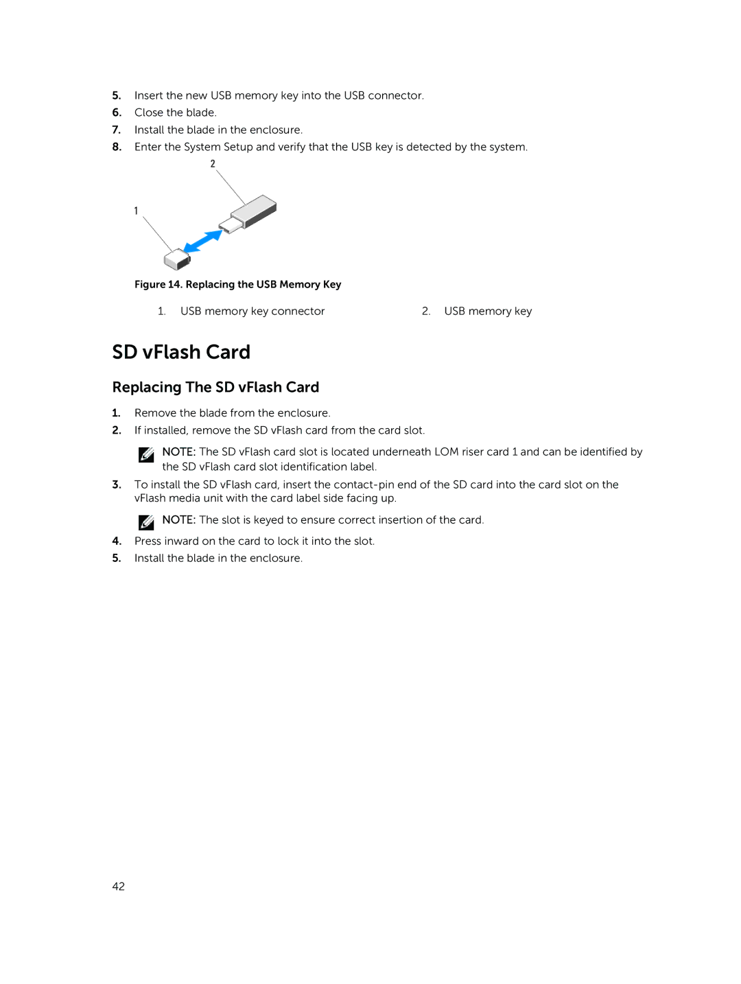 Dell M820 owner manual Replacing The SD vFlash Card 