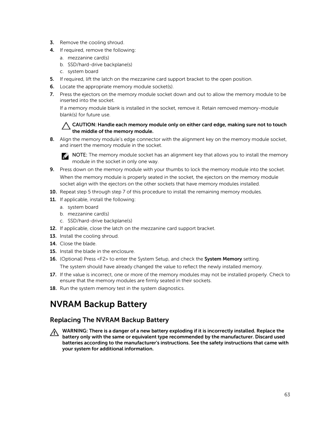 Dell M820 owner manual Replacing The Nvram Backup Battery 