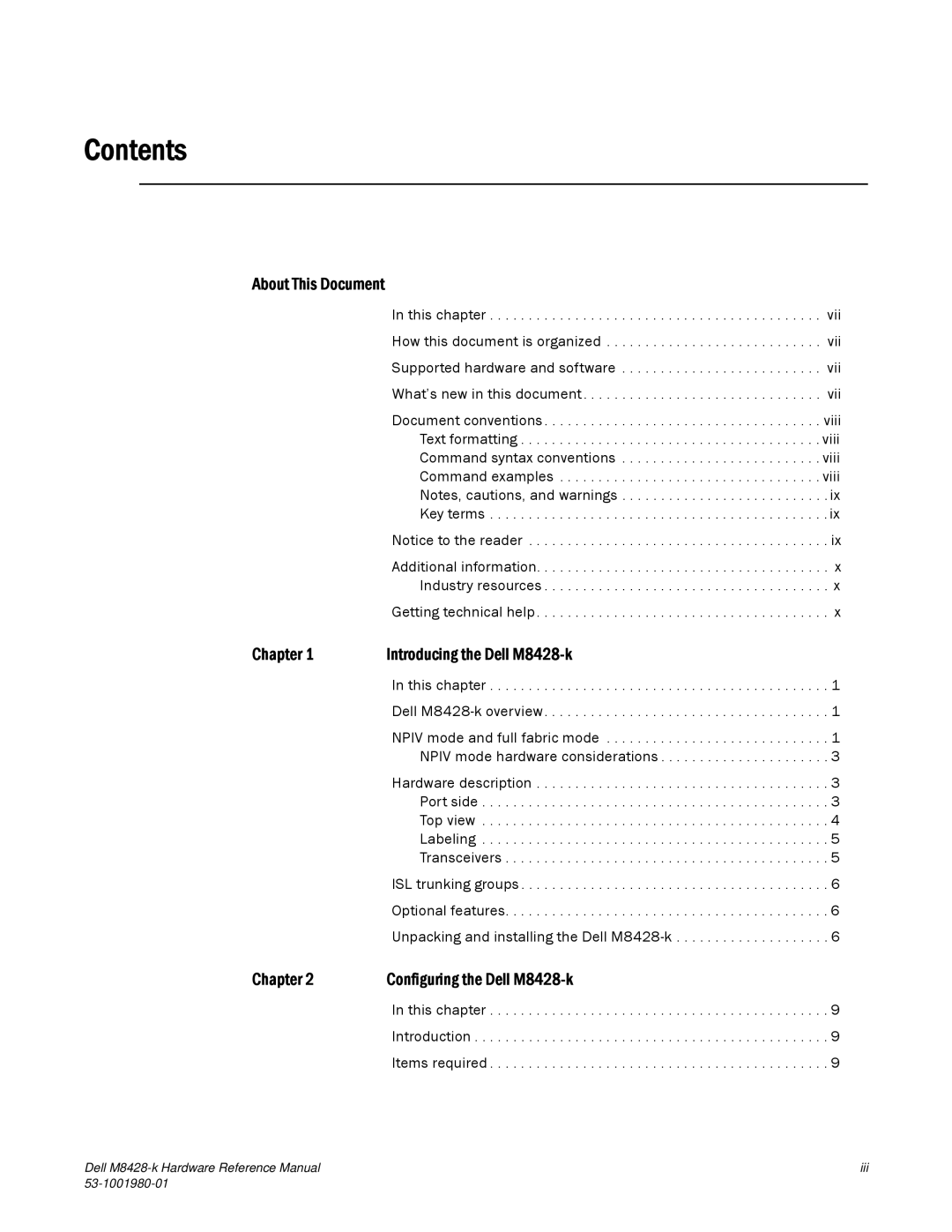 Dell M8428-K manual Contents 