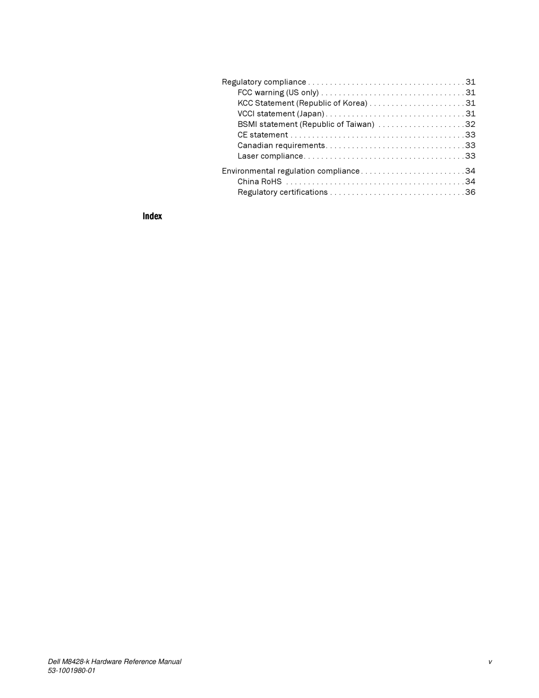 Dell M8428-K manual Index 