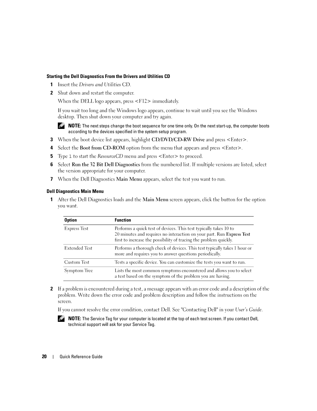 Dell M90 manual Extended Test, More and requires you to answer questions periodically, Custom Test, Symptom Tree 