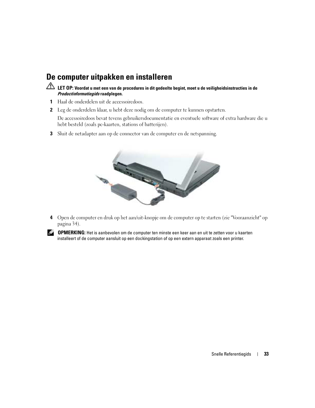 Dell M90 manual De computer uitpakken en installeren 