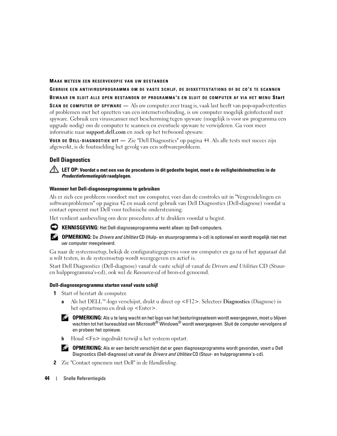 Dell M90 manual Wanneer het Dell-diagnoseprogramma te gebruiken, Dell-diagnoseprogramma starten vanaf vaste schijf 