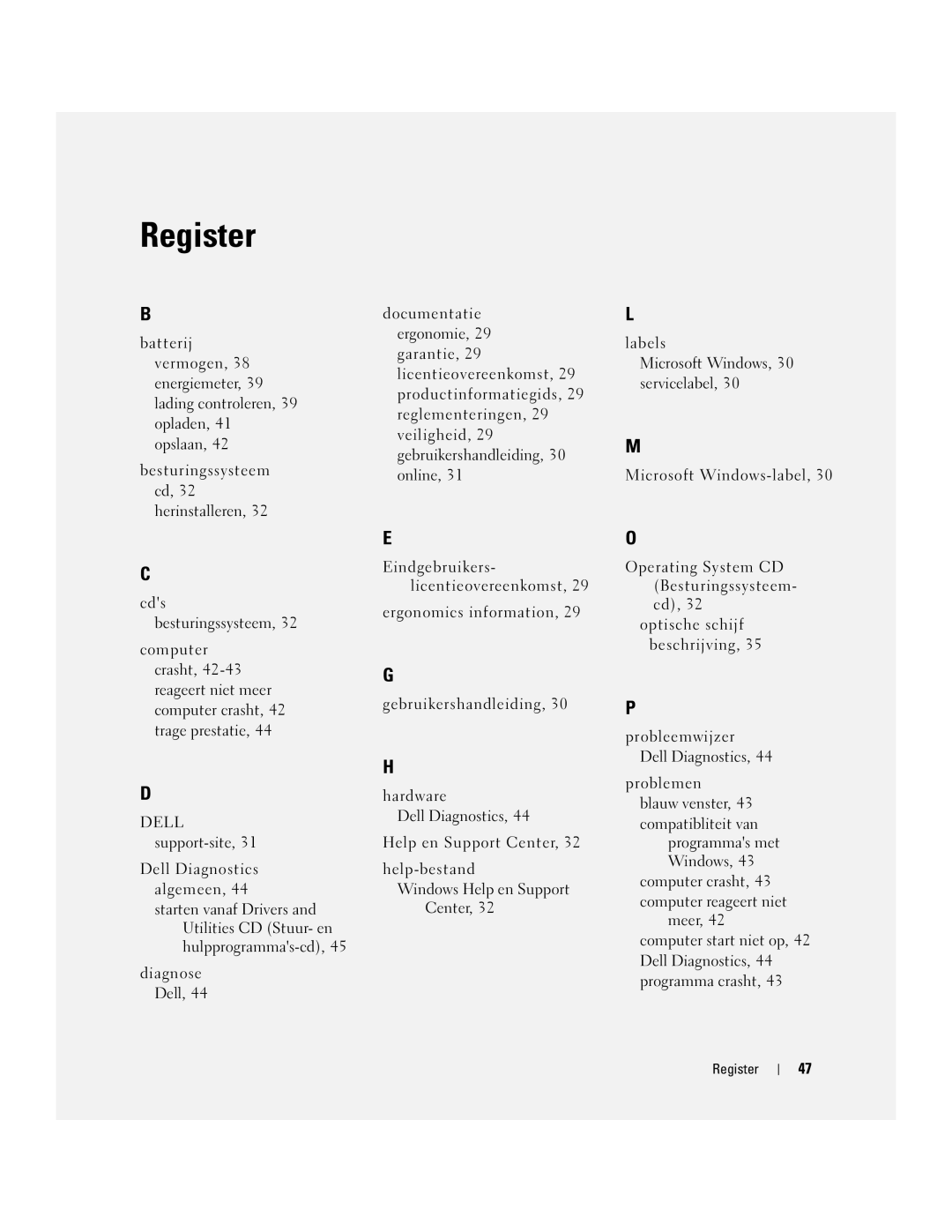 Dell M90 manual Register 