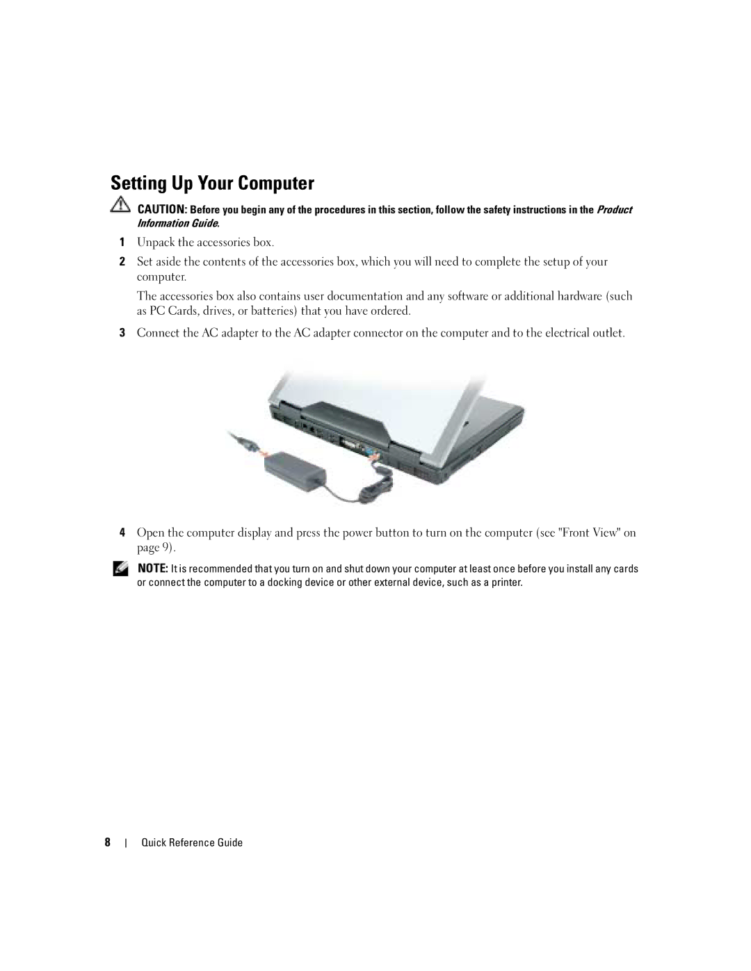 Dell M90 manual Setting Up Your Computer, Information Guide 