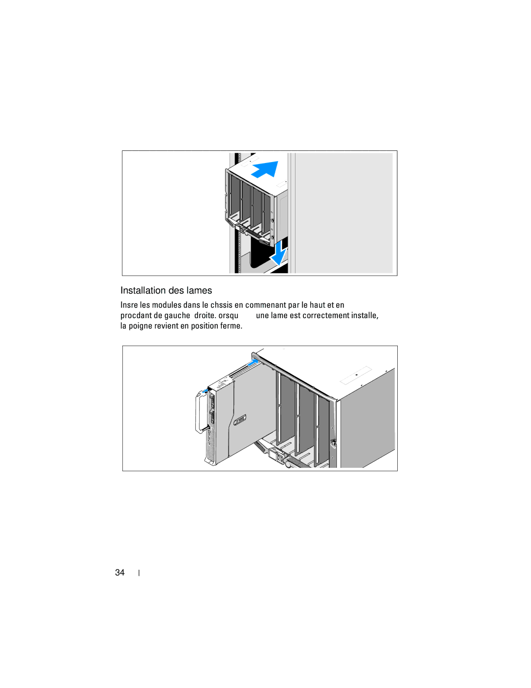 Dell M905 manual Installation des lames 