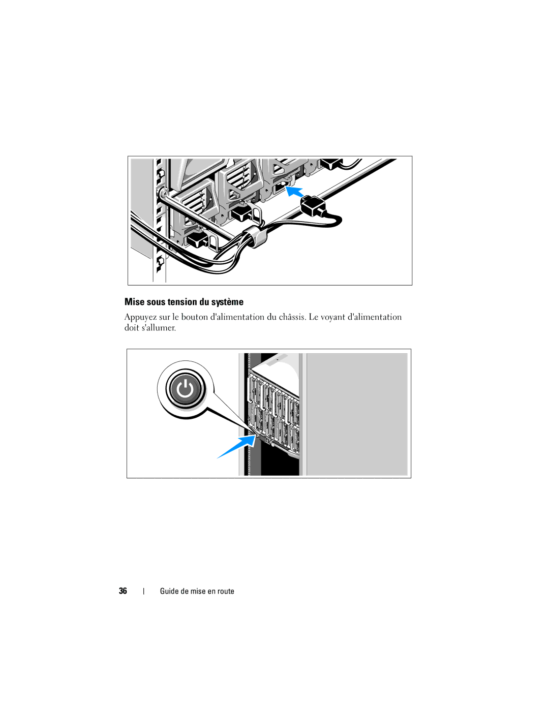 Dell M905 manual Mise sous tension du système 