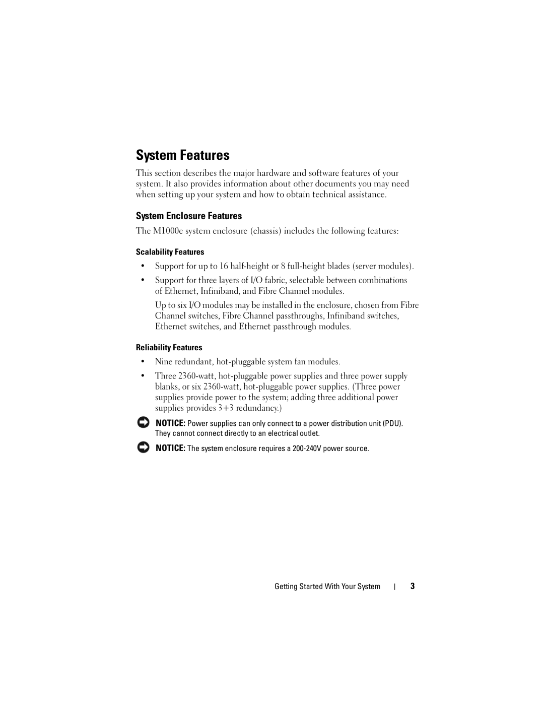 Dell M905 manual System Features, System Enclosure Features 