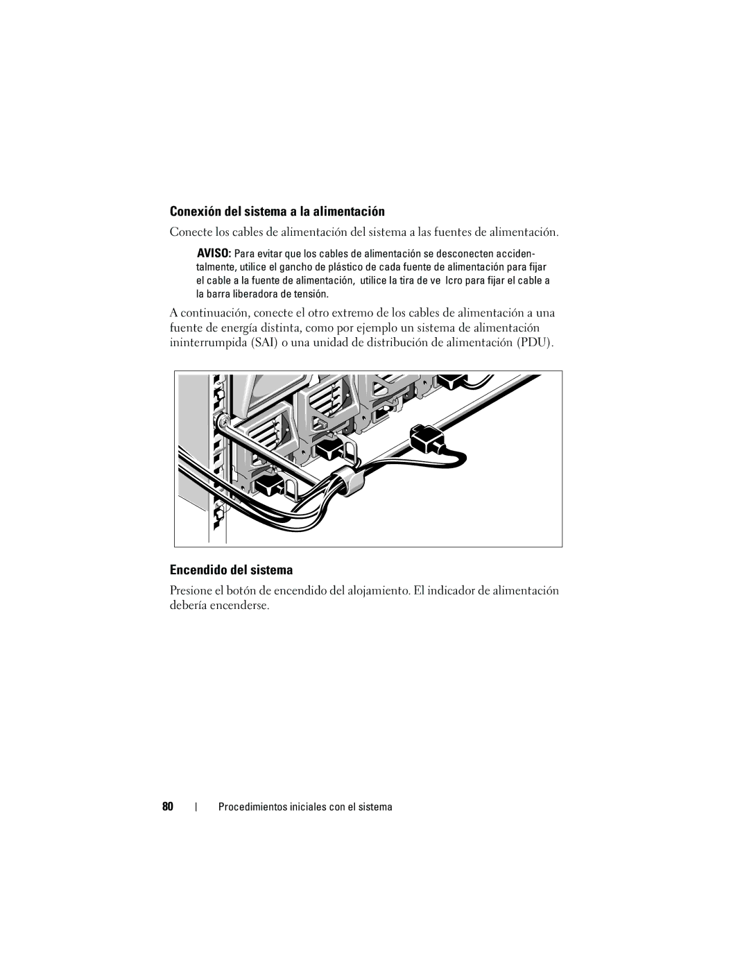 Dell M905 manual Conexión del sistema a la alimentación, Encendido del sistema 