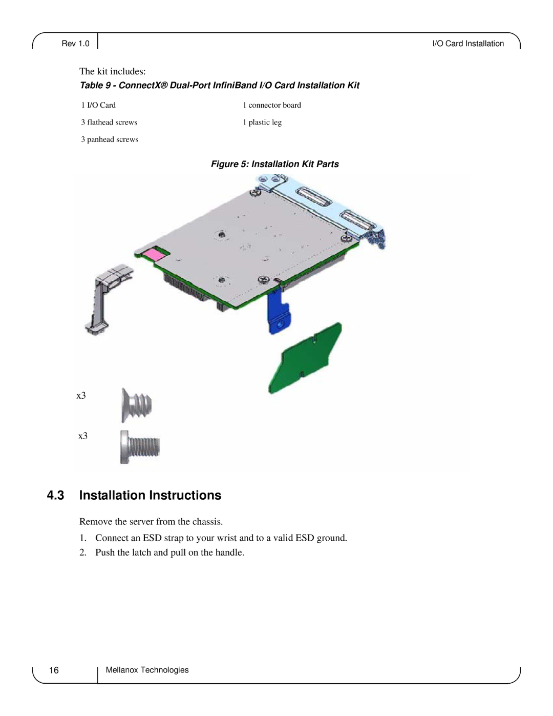 Dell MCQH29-XDR user manual Installation Instructions, ConnectX Dual-Port InfiniBand I/O Card Installation Kit 