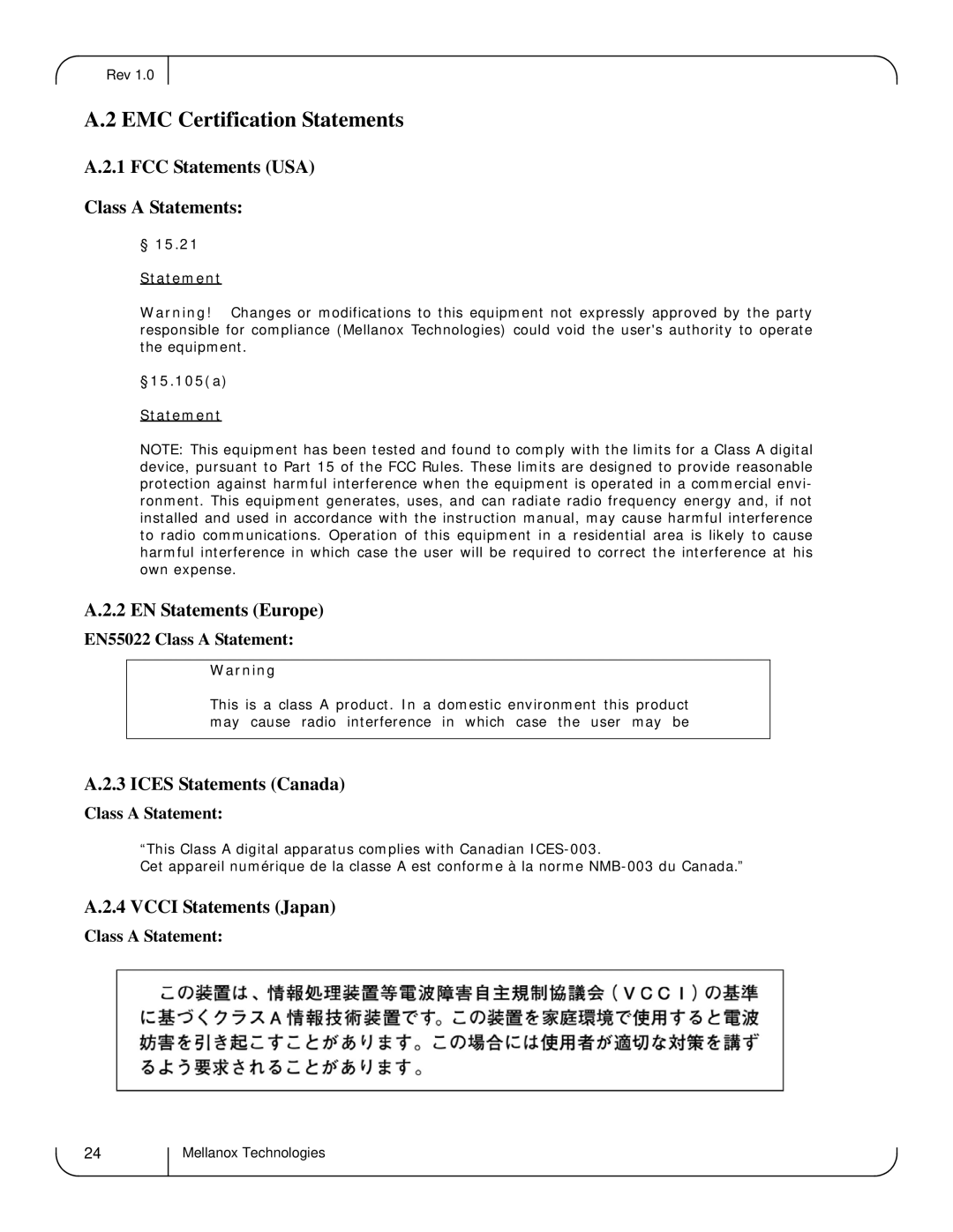 Dell MCQH29-XDR user manual EN55022 Class a Statement 