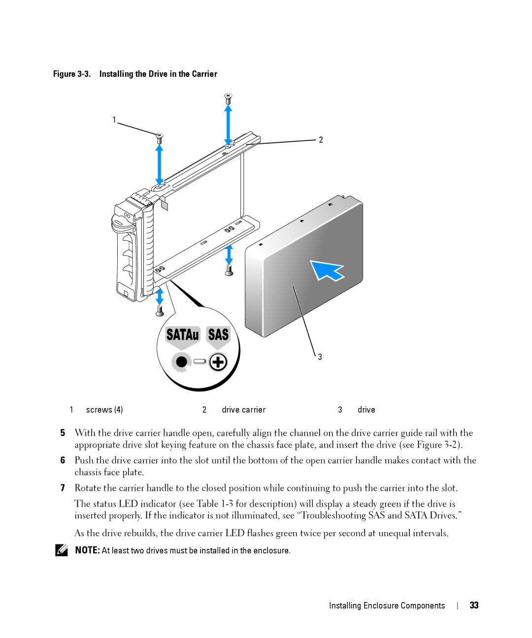 Dell MD1000 owner manual Installing the Drive in the Carrier 