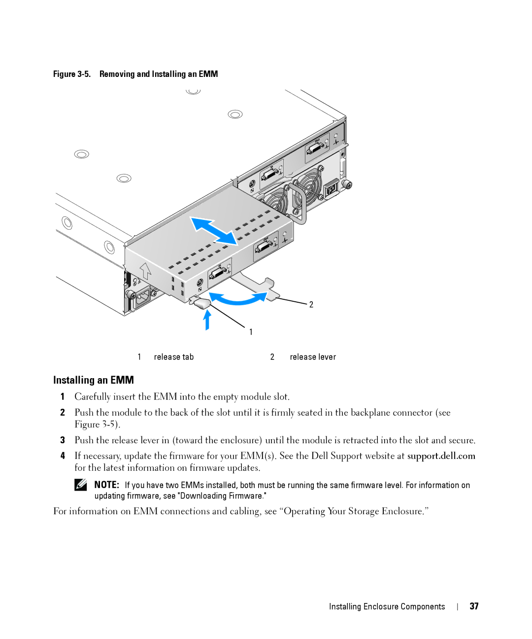 Dell MD1000 owner manual Removing and Installing an EMM 