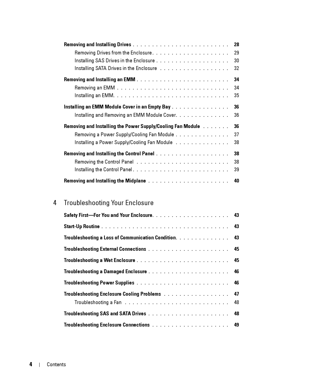 Dell MD1000 owner manual Troubleshooting Your Enclosure 