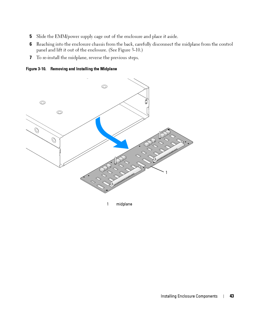 Dell MD1000 owner manual Removing and Installing the Midplane 