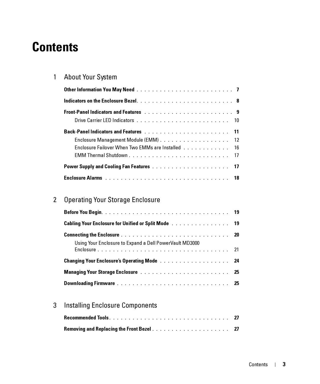 Dell MD1000 owner manual Contents 