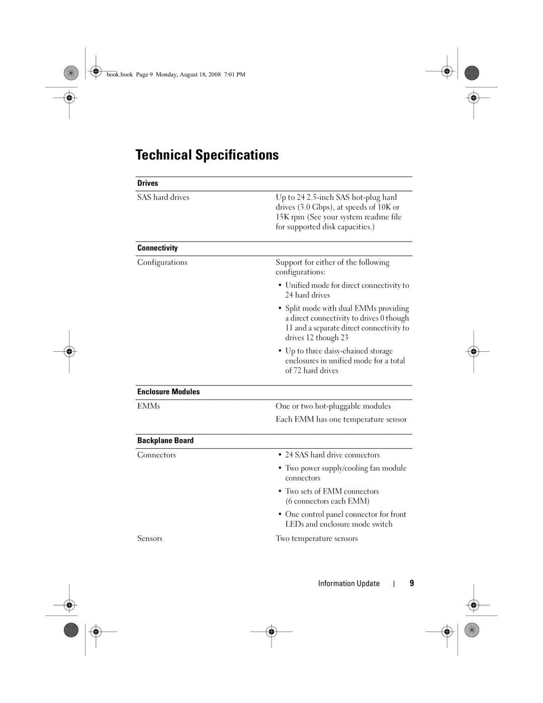 Dell MD1120 manual Technical Specifications, Hard drives 