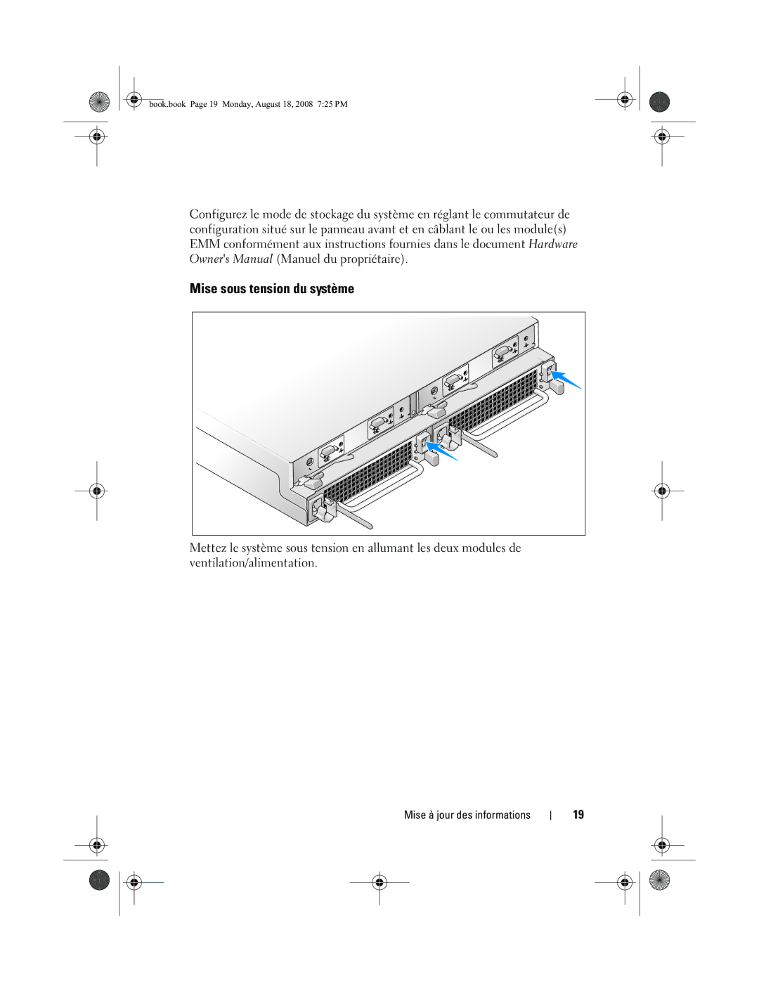 Dell MD1120 manual Mise sous tension du système 